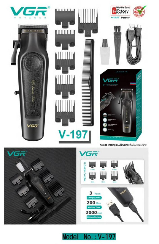 ماشین اصلاح موی سر و صورت شارژی وی جی ار مدل V-197